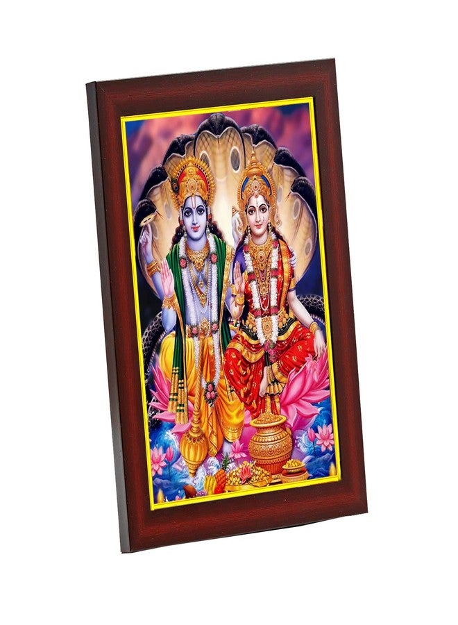 ZIG-ZAG zig zag Lord Lakshmi Narayan / Lord Vishnu With Lakshmi Mata Photo Small Photo Frame For Wall Table Size Small ( 6x8 inches, Acrylic Glass),Brown - Image 1